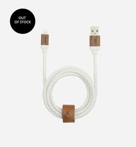 WALNUT WHITE BRAIDED LEATHER Lightning Cable (MFi)